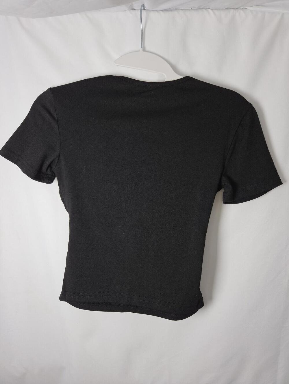 Blooming Jelly Black Ruched Short Sleeve Crop Top Size XS NWT image 2